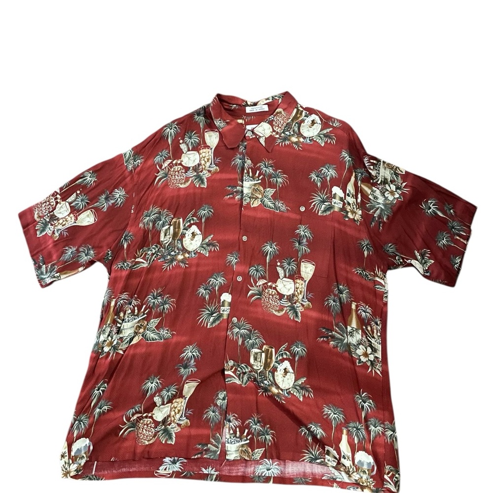 Pierre Cardin Tropical Red Men's casual button down Shirt XXL